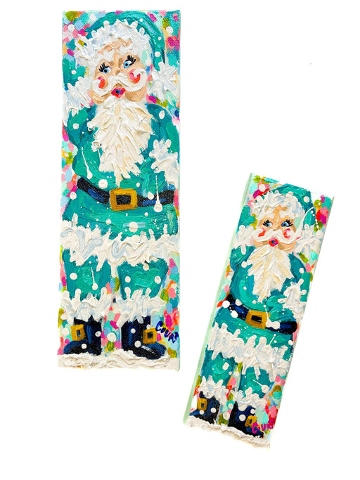 Quirks! Painting Turquoise Vintage Santa Original Painting