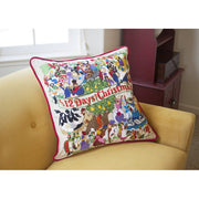 Quirks! Pillows 12 Days of Christmas Hand-Embroidered Pillow