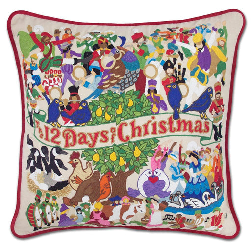 Quirks! Pillows 12 Days of Christmas Hand-Embroidered Pillow