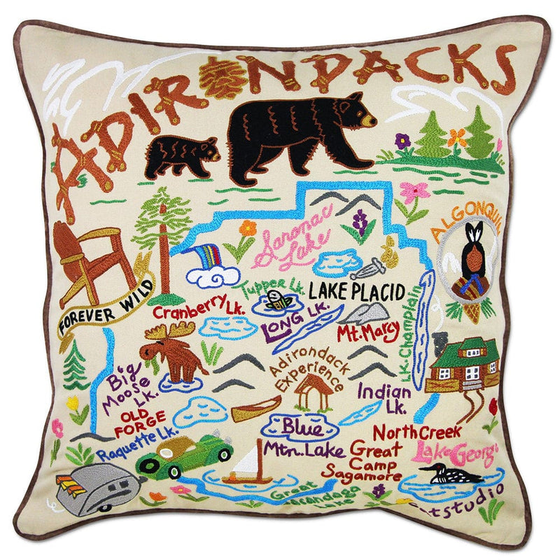 Quirks! Pillows Adirondacks Hand-Embroidered Pillow