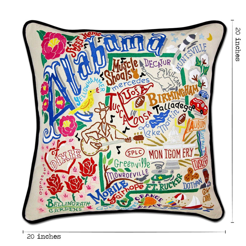 Quirks! Pillows Alabama Hand-Embroidered Pillow