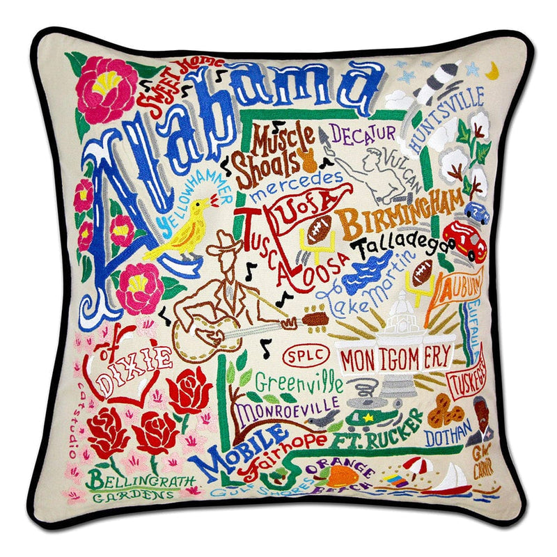 Quirks! Pillows Alabama Hand-Embroidered Pillow