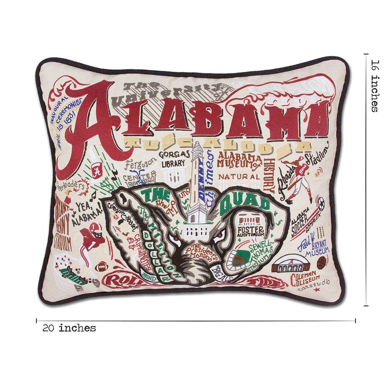 Quirks! Pillows Alabama, University of Collegiate Hand-Embroidered Pillow