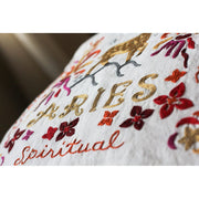 Quirks! Pillows Aries Astrology Hand-Embroidered Pillow by Cat Studio