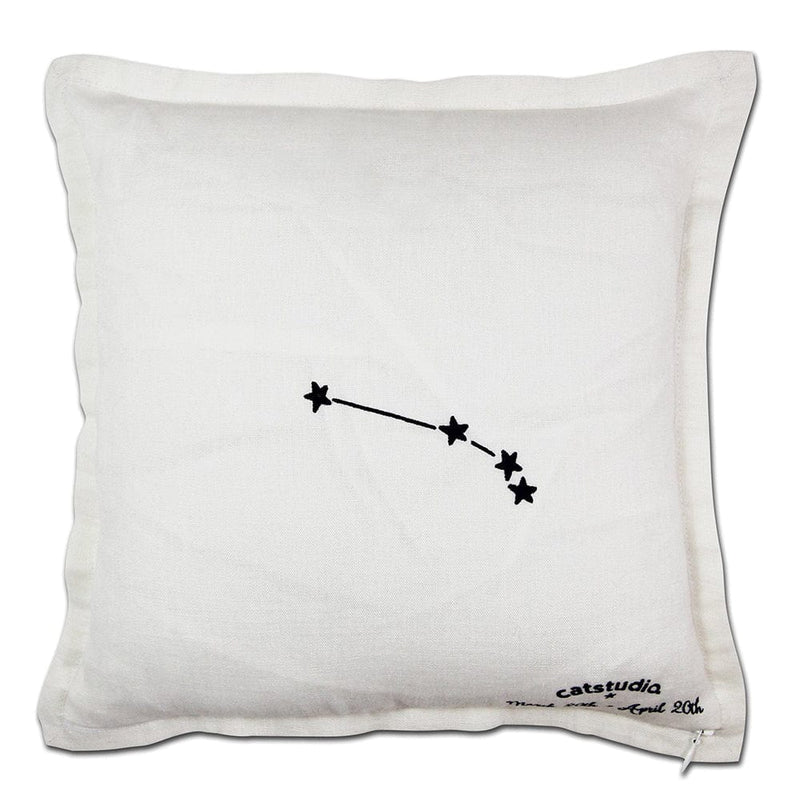 Quirks! Pillows Aries Astrology Hand-Embroidered Pillow by Cat Studio