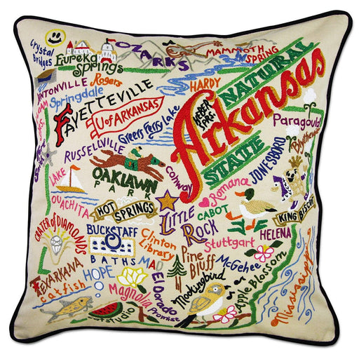 Quirks! Pillows Arkansas Hand-Embroidered Pillow
