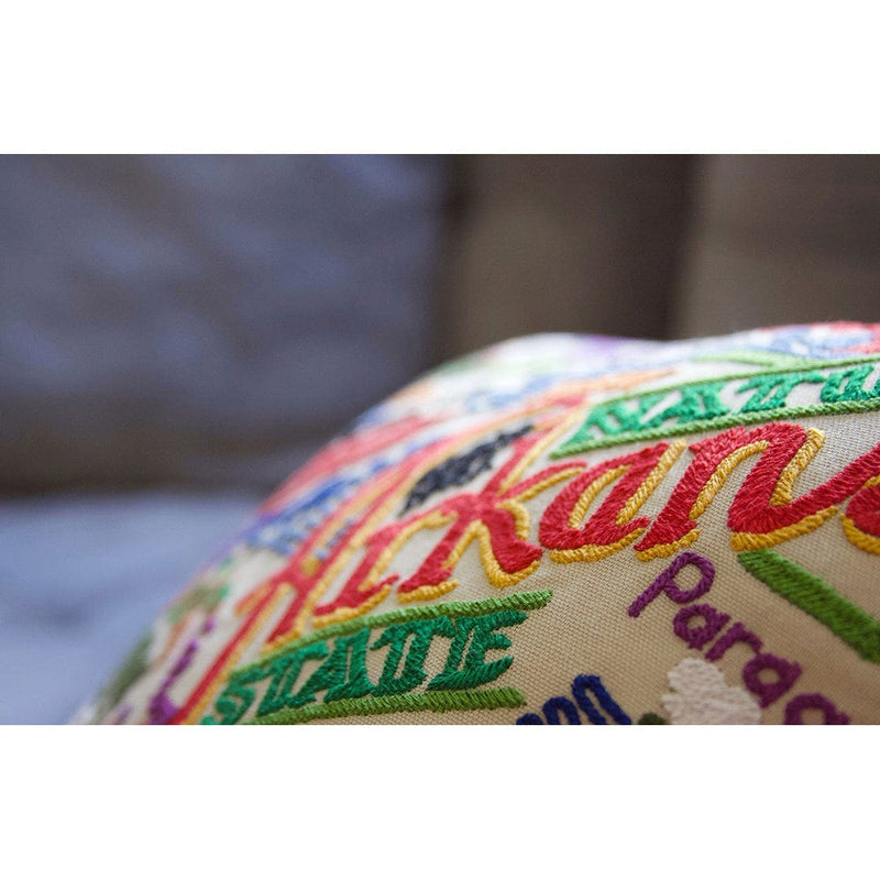 Quirks! Pillows Arkansas Hand-Embroidered Pillow