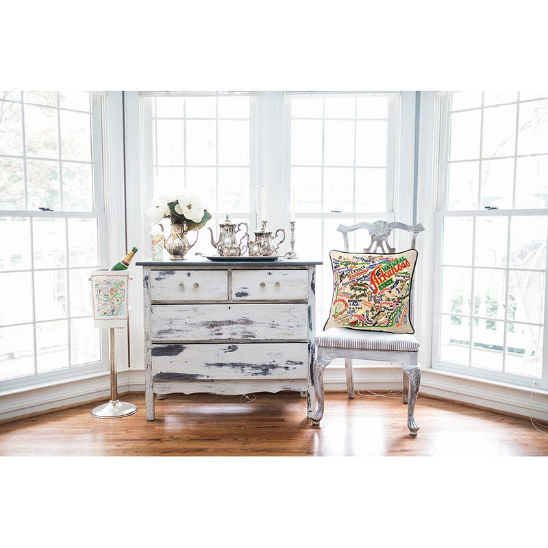 Quirks! Pillows Arkansas Hand-Embroidered Pillow