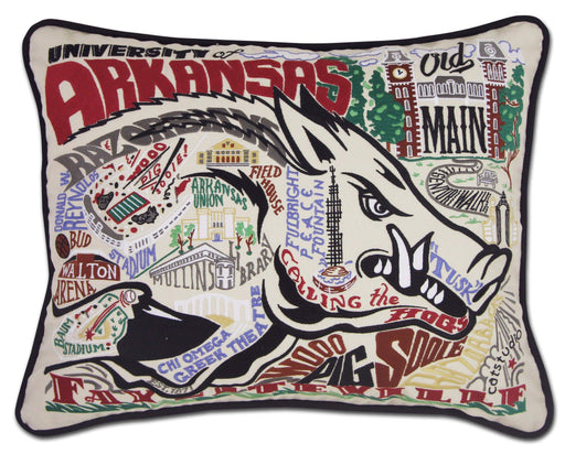 Quirks! Pillows Arkansas, University of Collegiate Hand-Embroidered Pillow
