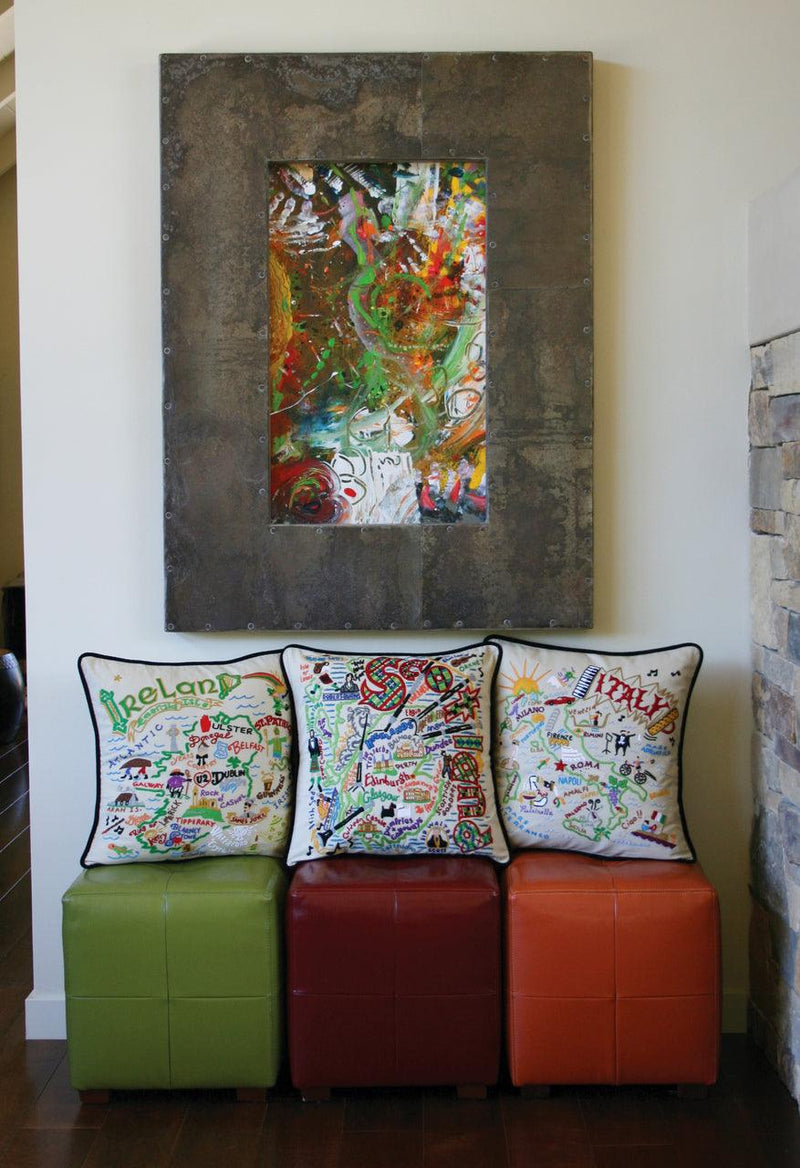 Quirks! Pillows Austin Hand-Embroidered Pillow