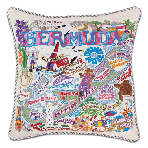 Quirks! Pillows Bermuda Hand-Embroidered Pillow