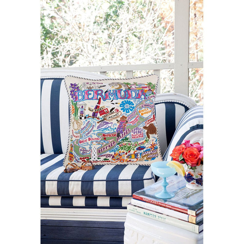 Quirks! Pillows Bermuda Hand-Embroidered Pillow