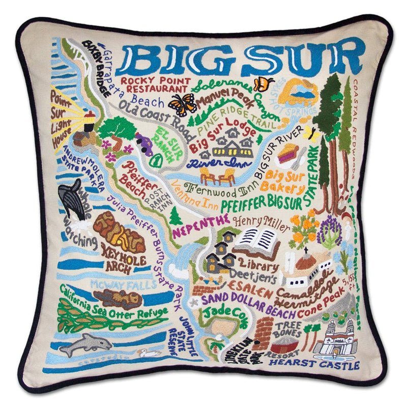 Quirks! Pillows Big Sur Hand-Embroidered Pillow