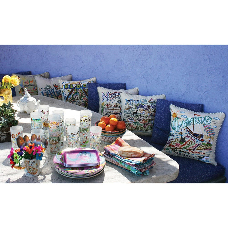 Quirks! Pillows Block Island Hand-Embroidered Pillow