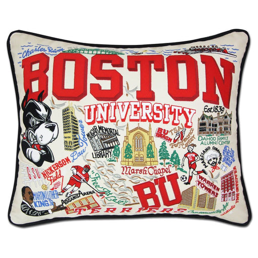 Quirks! Pillows Boston University Collegiate Embroidered Pillow by CatStudio