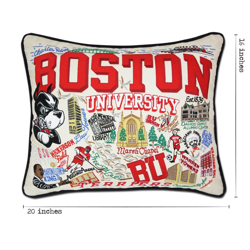 Quirks! Pillows Boston University Collegiate Embroidered Pillow by CatStudio