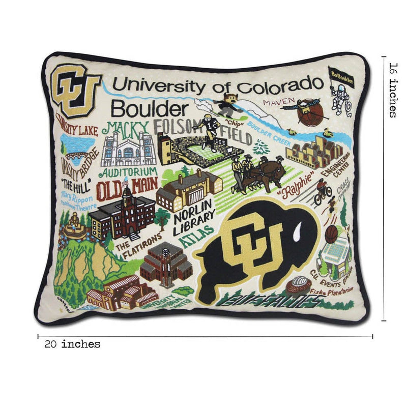 Quirks! Pillows Boulder, University of Colorado Collegiate Embroidered Pillow by CatStudio