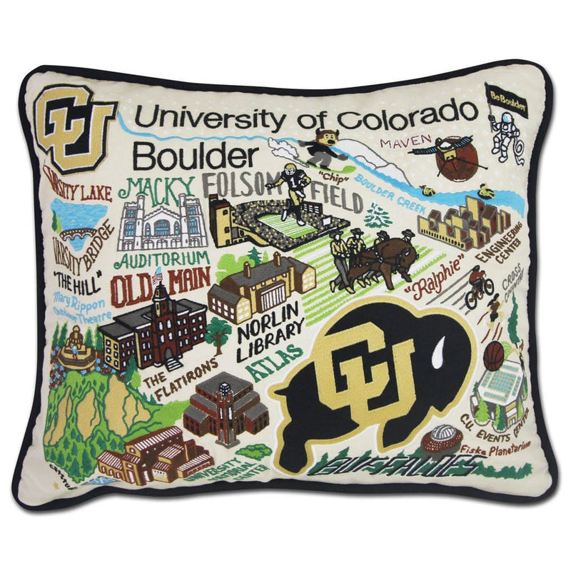 Quirks! Pillows Boulder, University of Colorado Collegiate Embroidered Pillow by CatStudio