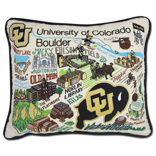 Quirks! Pillows Boulder, University of Colorado Collegiate Embroidered Pillow by CatStudio