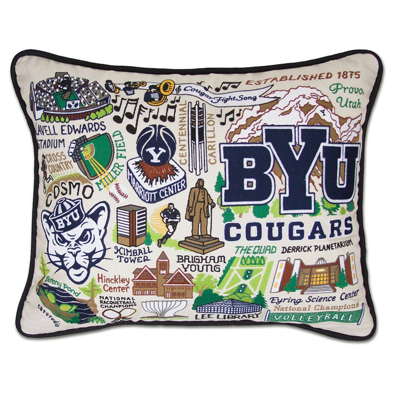 Quirks! Pillows Brigham Young University (BYU) Collegiate Hand-Embroidered Pillow