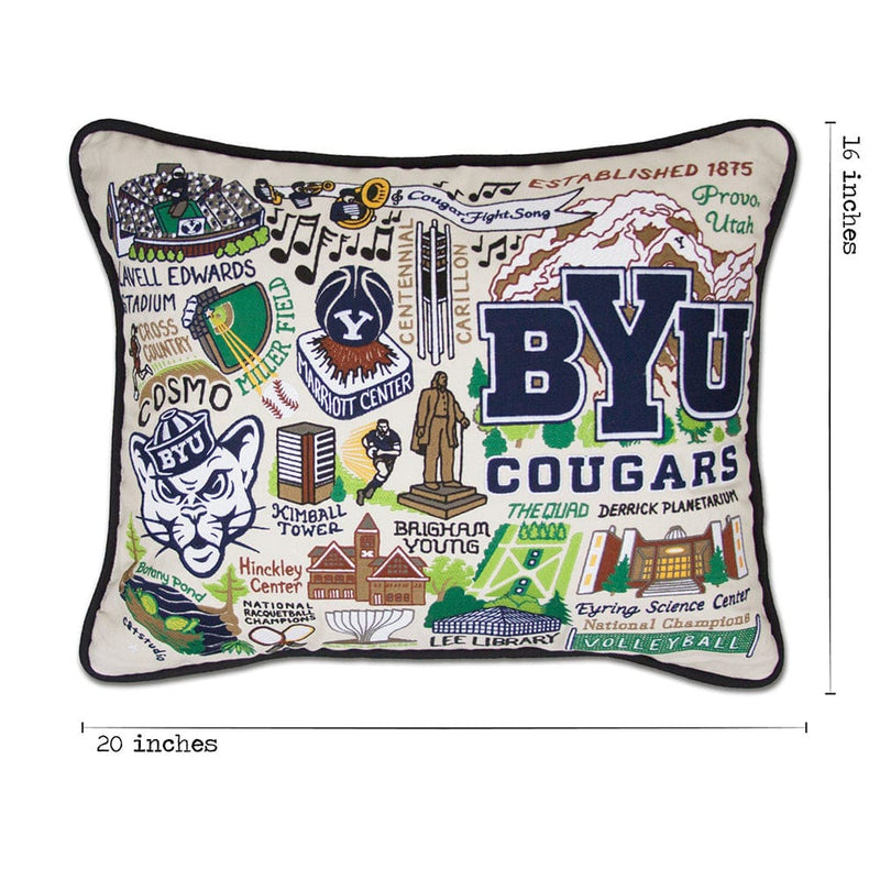 Quirks! Pillows Brigham Young University (BYU) Collegiate Hand-Embroidered Pillow