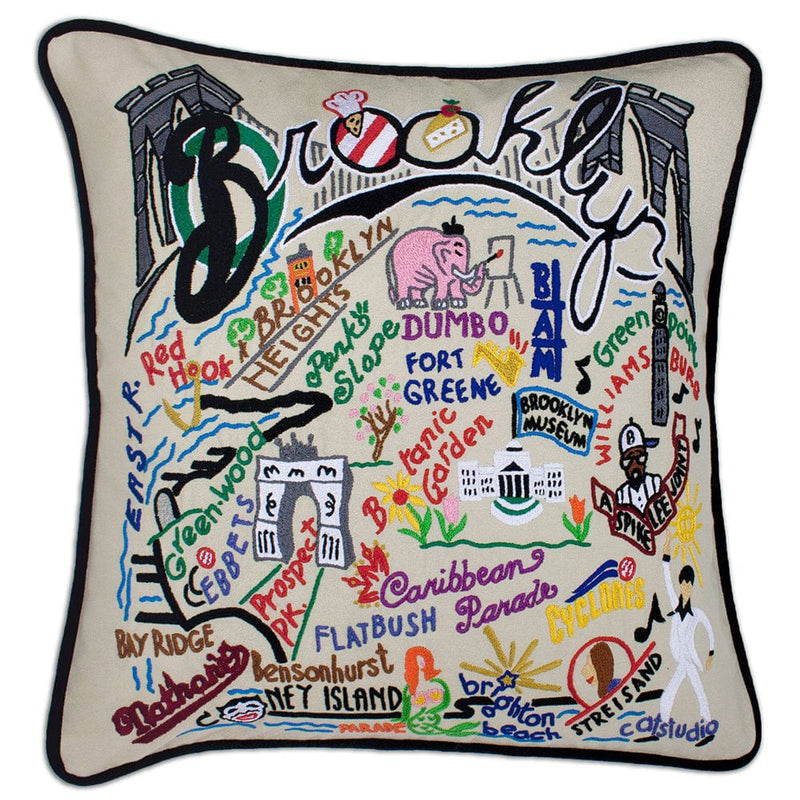 Quirks! Pillows Brooklyn Hand-Embroidered Pillow