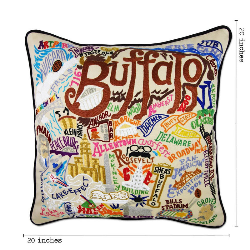 Quirks! Pillows Buffalo Hand-Embroidered Pillow by CatStudio