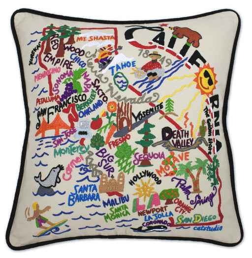 Quirks! Pillows California Hand-Embroidered Pillow