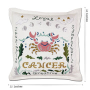 Quirks! Pillows Cancer Astrology Hand-Embroidered Pillow by Cat Studio