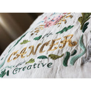 Quirks! Pillows Cancer Astrology Hand-Embroidered Pillow by Cat Studio