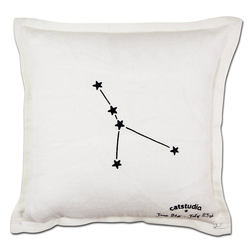 Quirks! Pillows Cancer Astrology Hand-Embroidered Pillow by Cat Studio