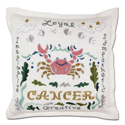 Quirks! Pillows Cancer Astrology Hand-Embroidered Pillow by Cat Studio