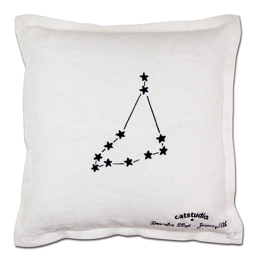 Quirks! Pillows Capricorn Astrology Hand-Embroidered Pillow by Cat Studio