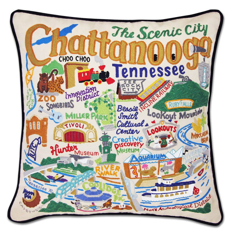 Quirks! Pillows Chattanooga Hand-Embroidered Pillow by CatStudio