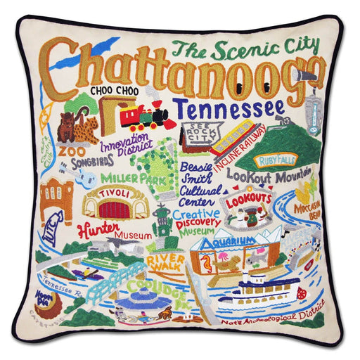 Quirks! Pillows Chattanooga Hand-Embroidered Pillow by CatStudio