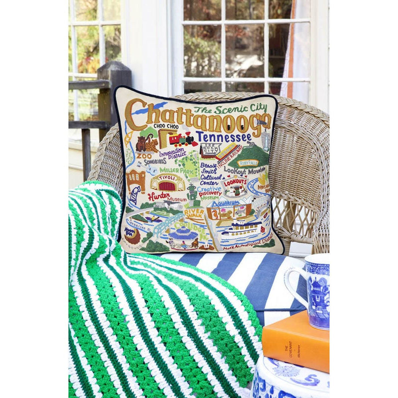 Quirks! Pillows Chattanooga Hand-Embroidered Pillow by CatStudio