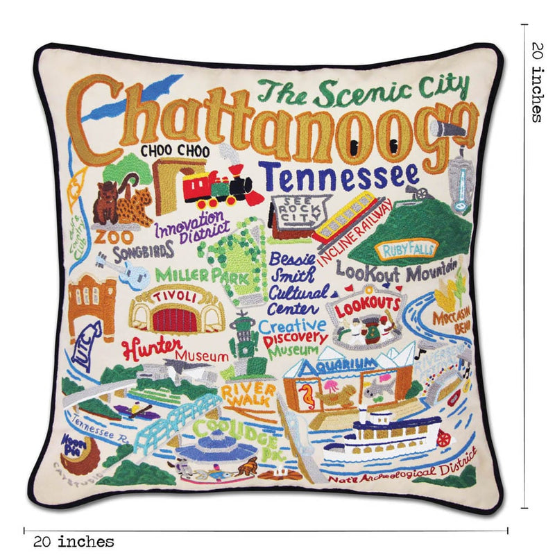 Quirks! Pillows Chattanooga Hand-Embroidered Pillow by CatStudio