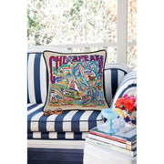 Quirks! Pillows Chesapeake Bay Hand-Embroidered Pillow