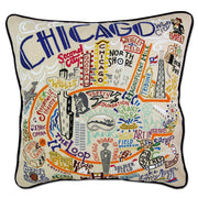 Quirks! Pillows Chicago Hand-Embroidered Pillow by CatStudio