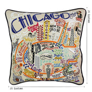 Quirks! Pillows Chicago Hand-Embroidered Pillow by CatStudio