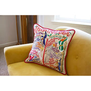 Quirks! Pillows Christmas Carol Hand-Embroidered Pillow by Cat Studio