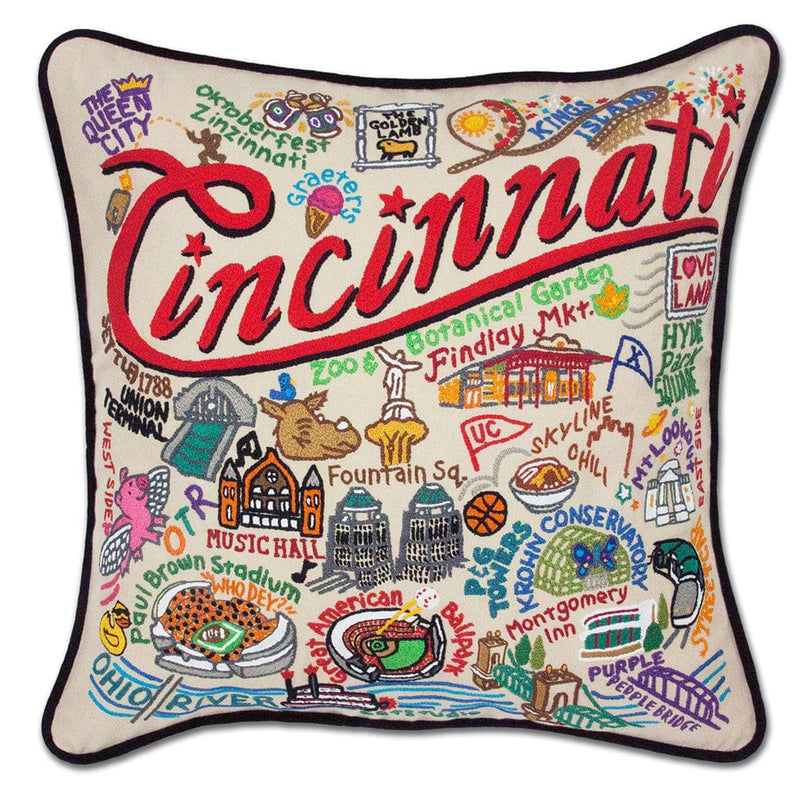 Quirks! Pillows Cincinnati Hand-Embroidered Pillow