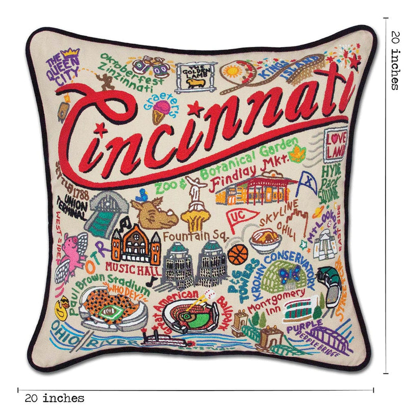 Quirks! Pillows Cincinnati Hand-Embroidered Pillow