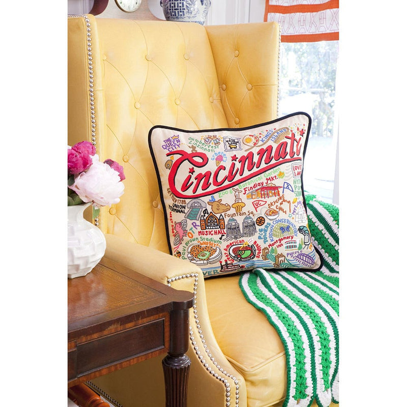 Quirks! Pillows Cincinnati Hand-Embroidered Pillow