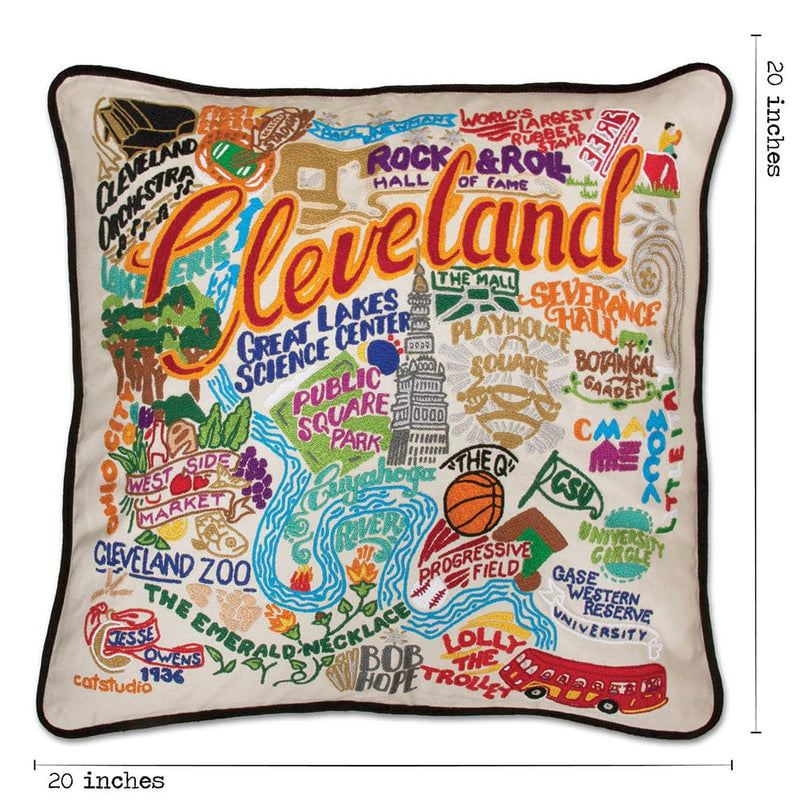 Quirks! Pillows Cleveland Hand-Embroidered Pillow