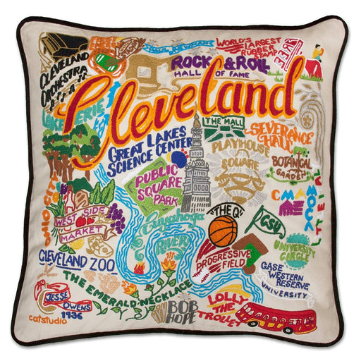 Quirks! Pillows Cleveland Hand-Embroidered Pillow