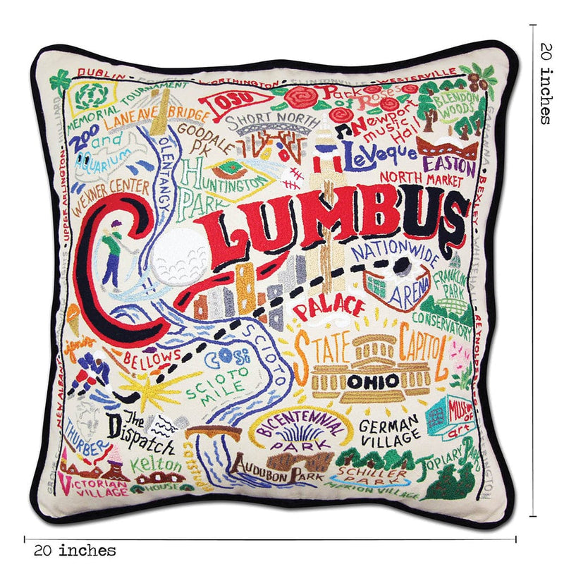 Quirks! Pillows Columbus Hand-Embroidered Pillow