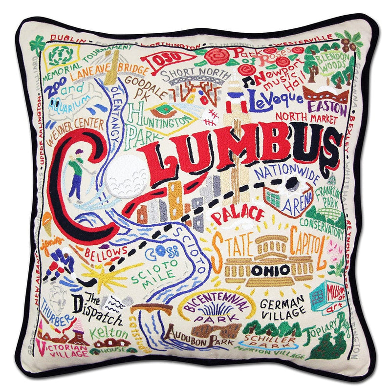 Quirks! Pillows Columbus Hand-Embroidered Pillow