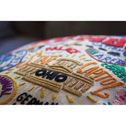 Quirks! Pillows Columbus Hand-Embroidered Pillow