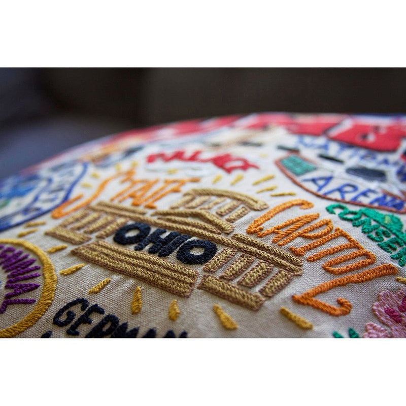 Quirks! Pillows Columbus Hand-Embroidered Pillow